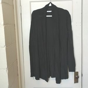 BNWOT Ricki's Size XL Black Pointelle Collar Ribbed Cardigan With Tulip …